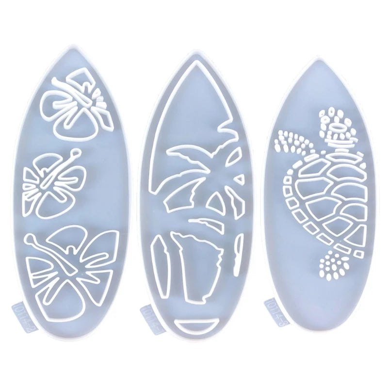 29cm Surfboard Shaped Epoxy Resin Silicone Mould Set of 3