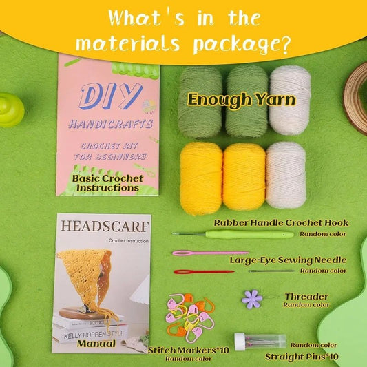 3pc Beginner Crochet Boho Bandana Starter Kit