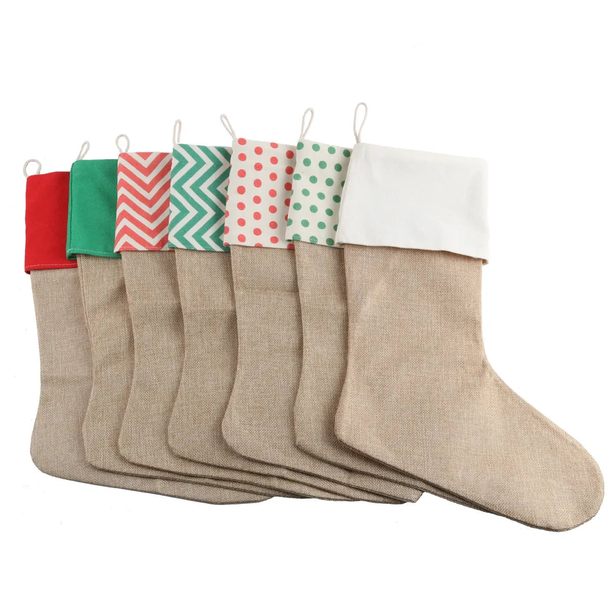 6pk Colourful Jute Burlap Christmas Stocking Gift Bags Blanks