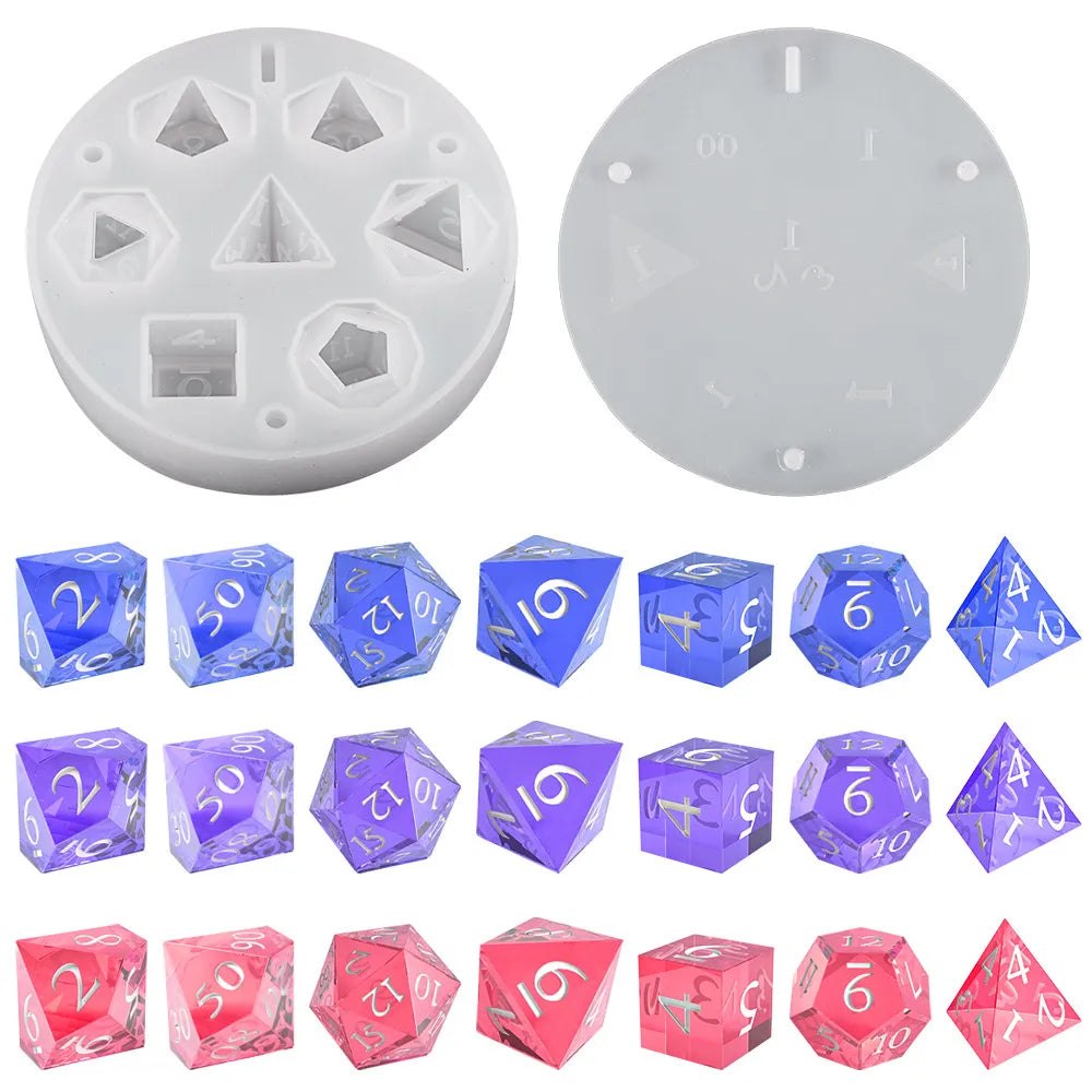7Pcs Resin Dice Silicone Mould Set