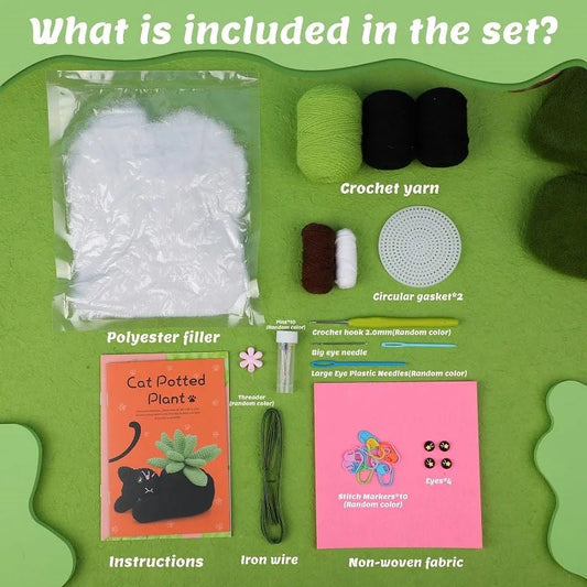Beginner Black Cat Plant Crochet Kit