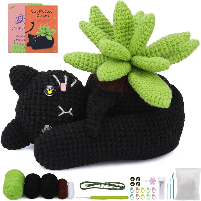 Beginner Black Cat Plant Crochet Kit Craft Outlet Australia beginner-black-cat-plant-crochet-kit-craft-outlet-australia