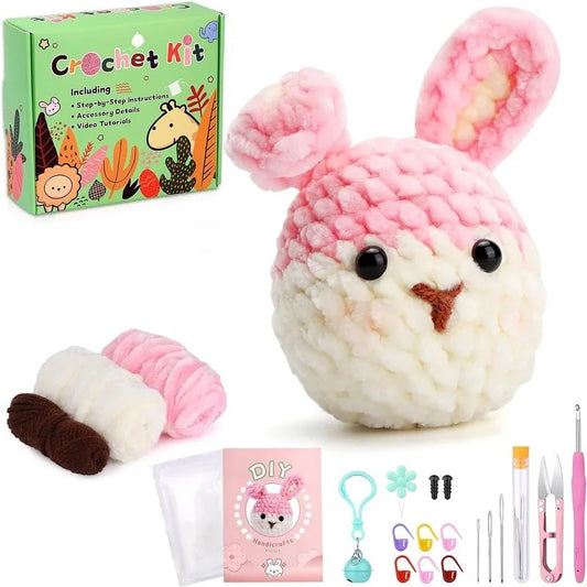 Beginners Crochet Key Chain Kit - Pink Bunny Rabbit