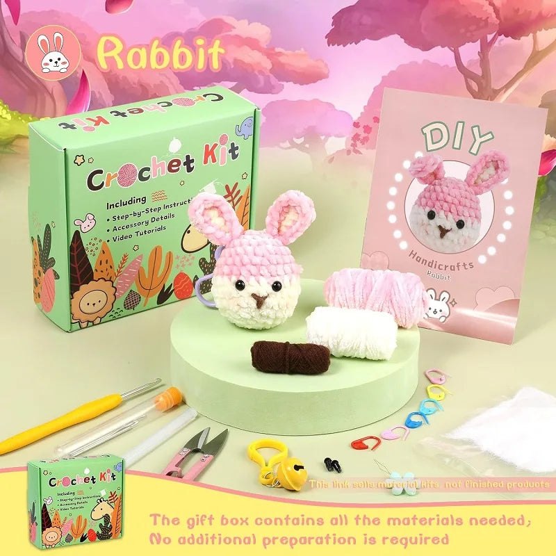 Beginners Crochet Key Chain Kit - Pink Bunny Rabbit