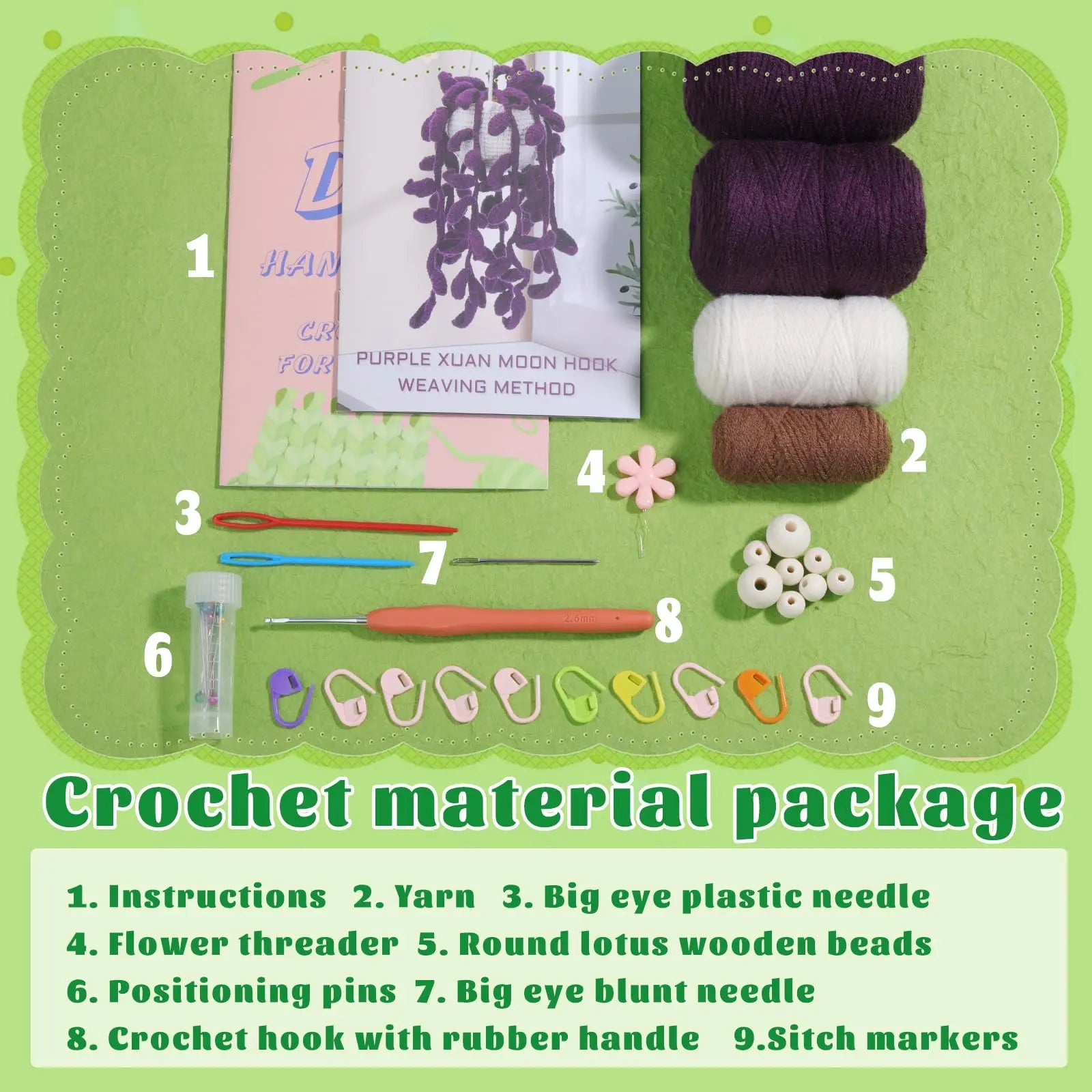 Beginners Crochet Kit - Purple Hanging Potted Plant