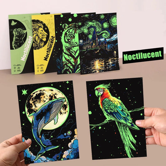 DIY A5 Glow in The Dark Scratch Painting Set - Castles