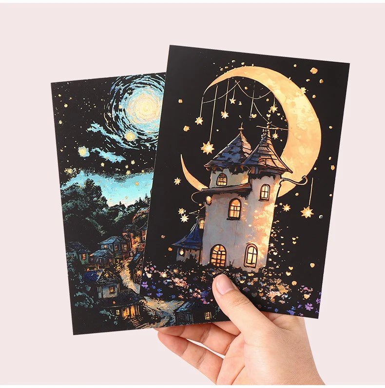 DIY A5 Glow in The Dark Scratch Painting Set - Castles