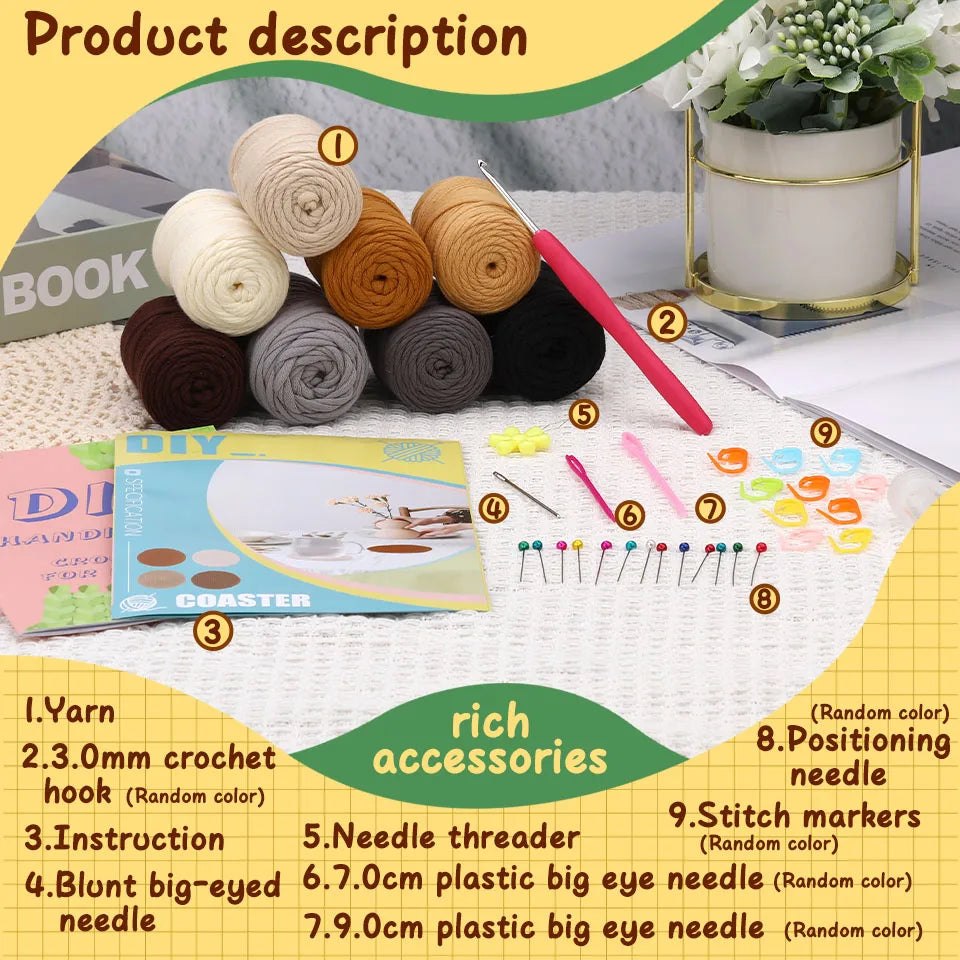 DIY Crochet Coaster Kit - 8pc Close Knit Boho