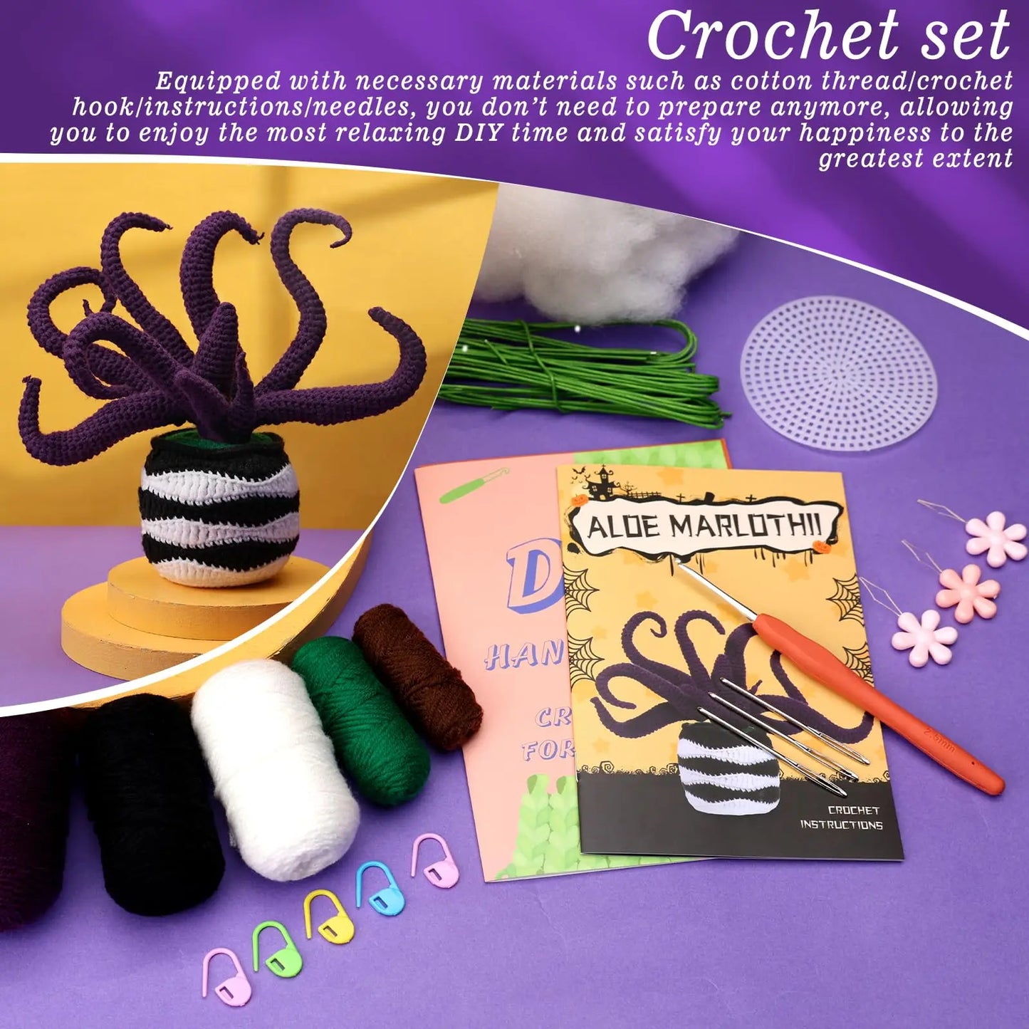 DIY Crochet Kit Spooky Aloe Vera Potted Plant
