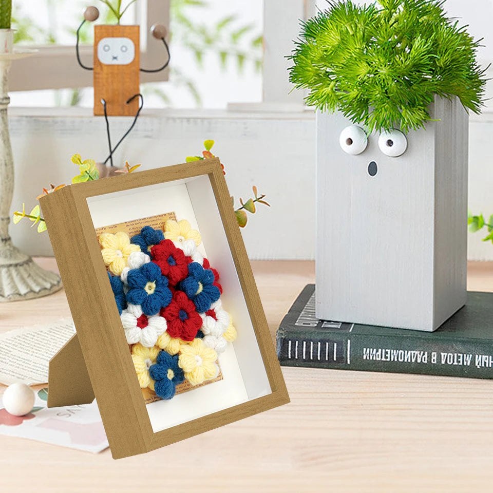 DIY Flower Crochet DIsplay Frame Kit - Puff Flowers