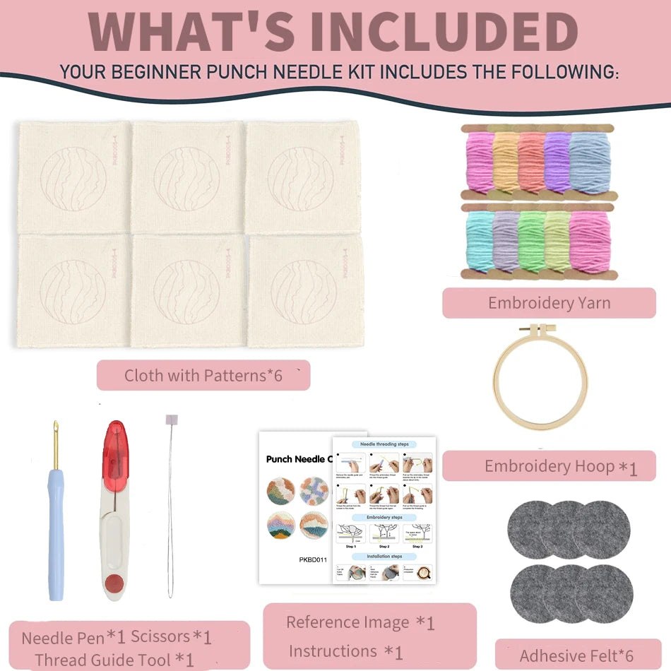 DIY Punch Needle Tufting Coaster Kit - Boho Botanical