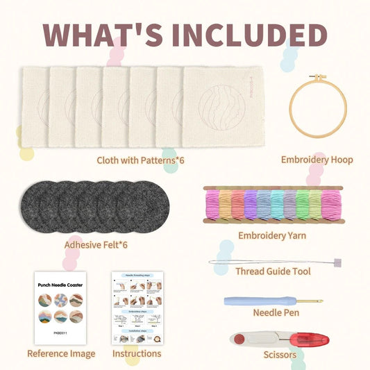 DIY Punch Needle Tufting Coaster Kit - Fancy Cocktail Delight