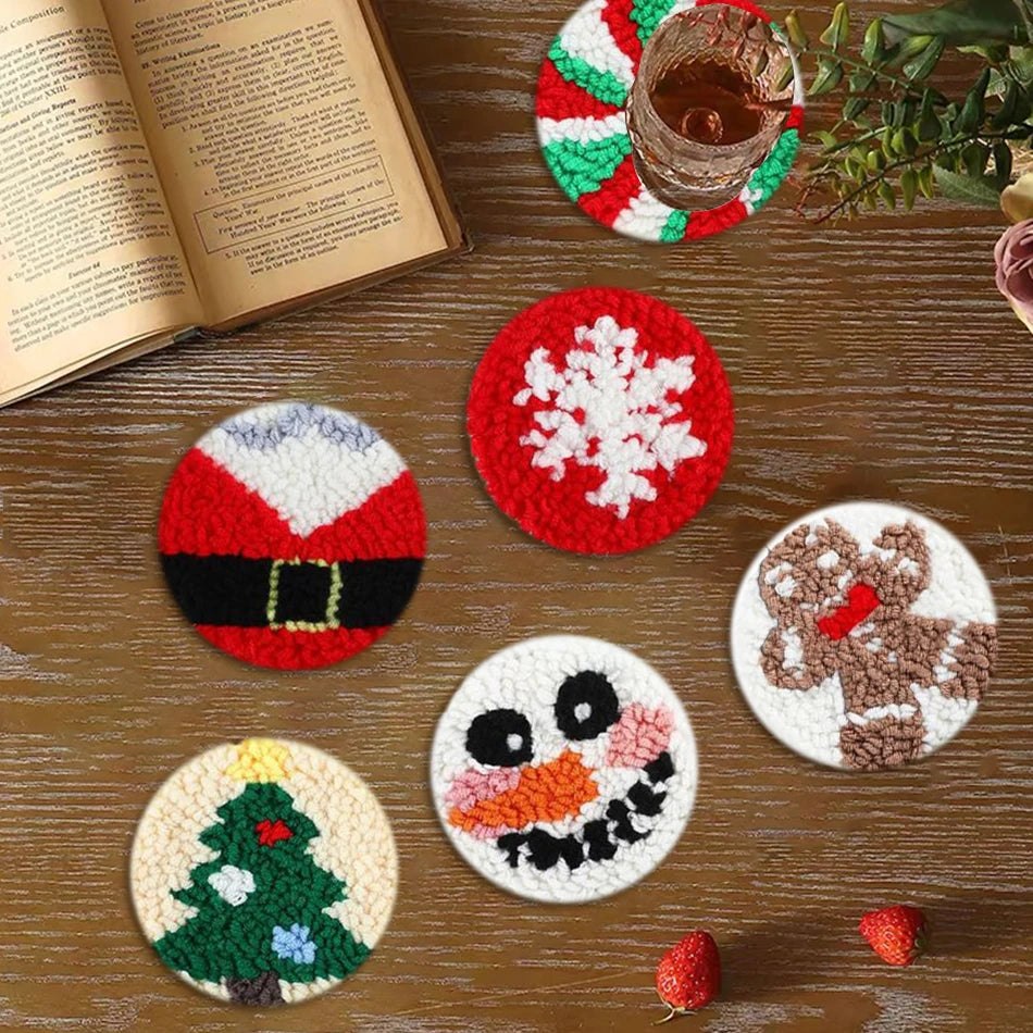DIY Punch Needle Tufting Coaster Kit - Jolly Christmas