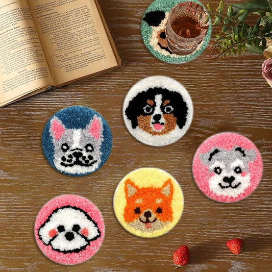 DIY Punch Needle Tufting Coaster Kit - Perfect Puppies