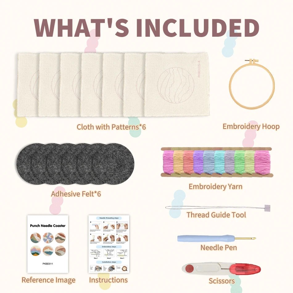 DIY Punch Needle Tufting Coaster Kit - Sunshine Bliss