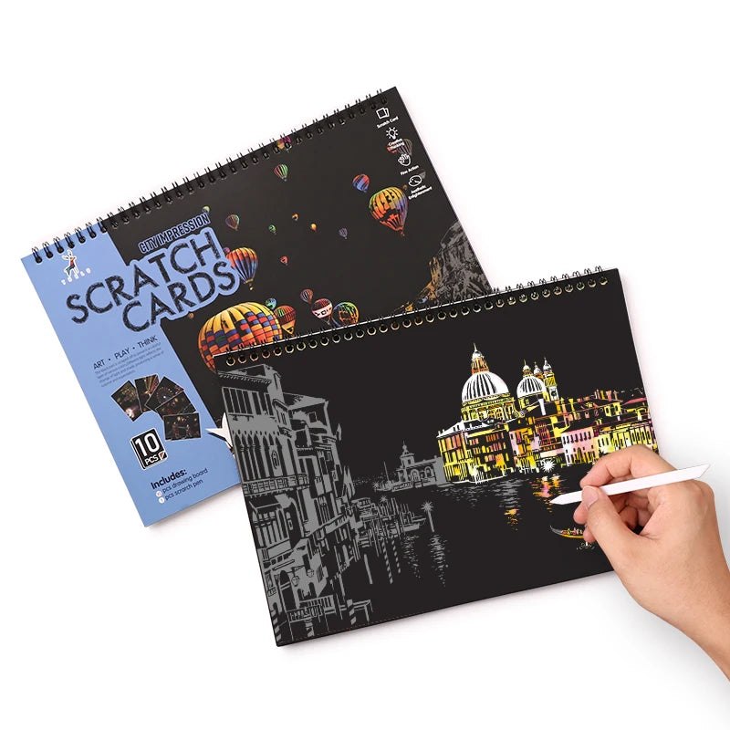 DIY Scratch Art Painting Drawing A4 10 Page Booklet - City Impression