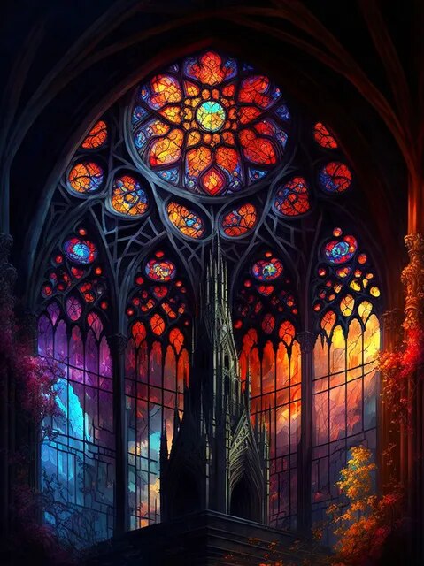 Diamond Painting Kit 5D Mosaic - Gothic Stained Glass Window