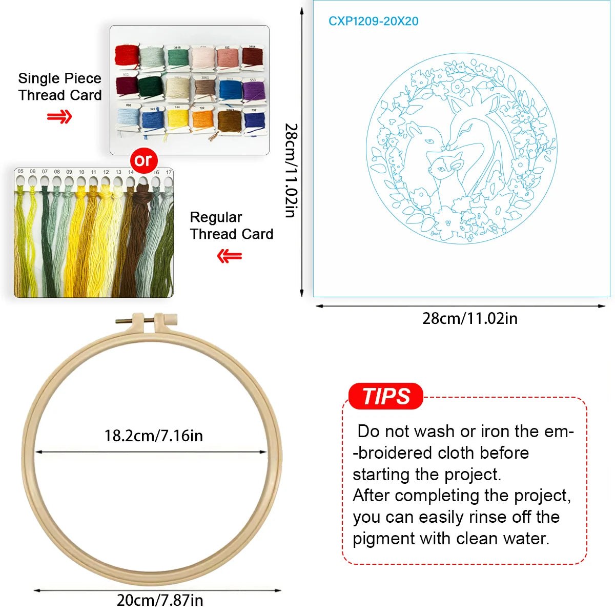 Embroidery DIY Starter Kit - Deer Family