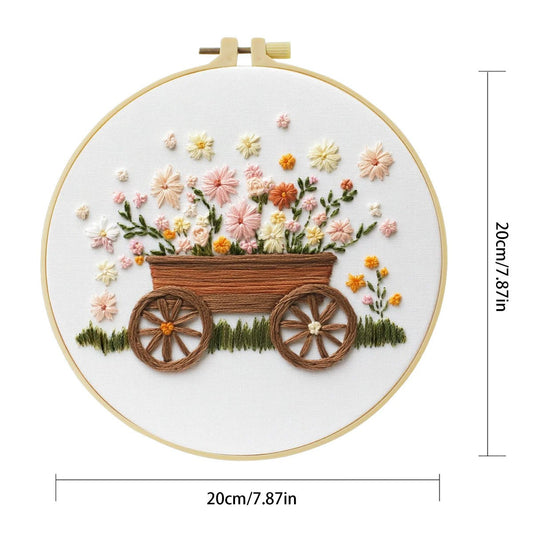 Embroidery DIY Starter Kit - Floral Wheelbarrow