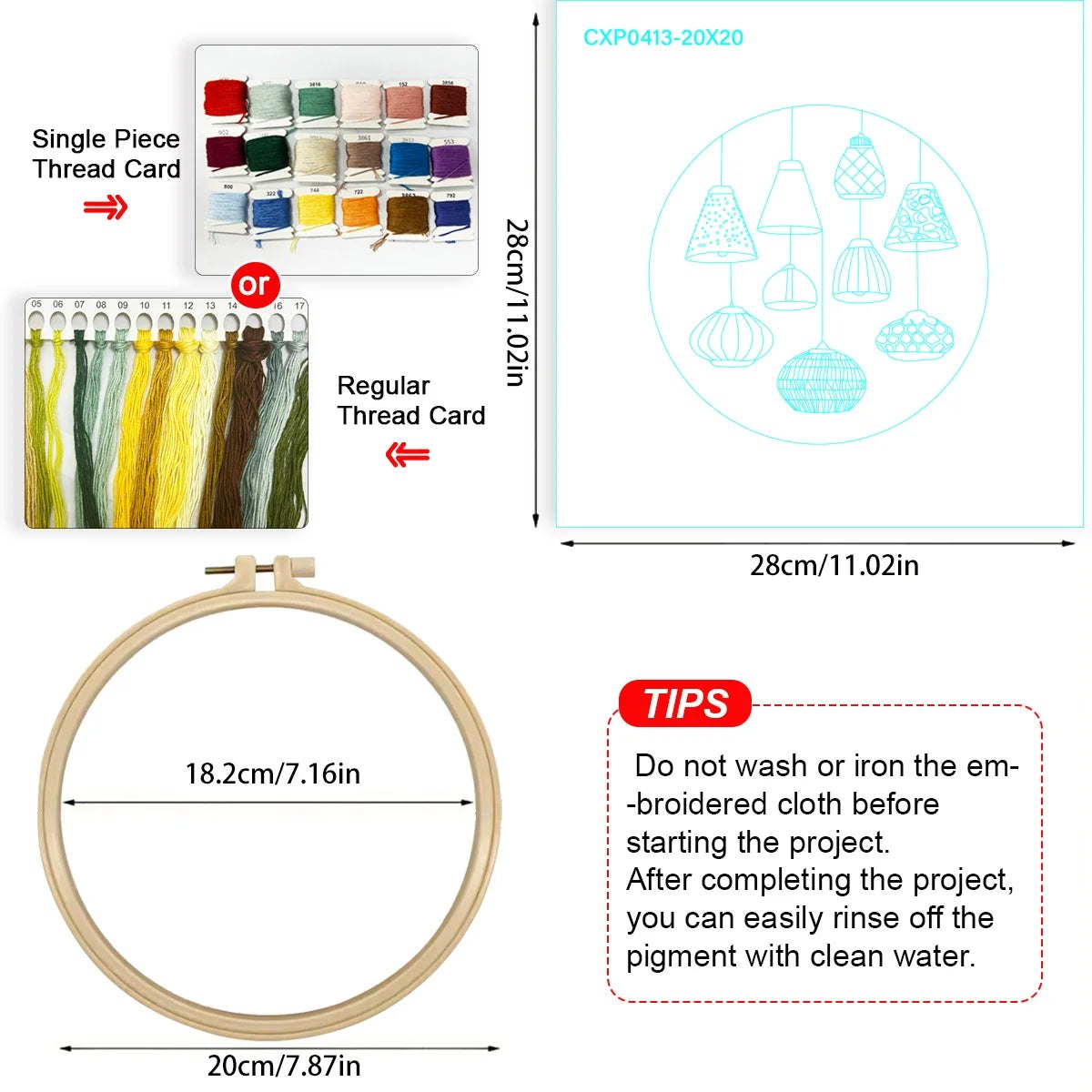 Embroidery DIY Starter Kit - Lovely Lantern Lights