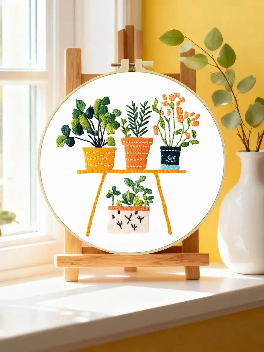 Embroidery DIY Starter Kit - Pretty Pot Plants