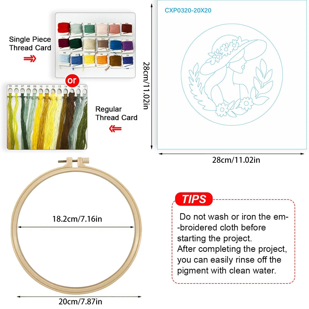 Embroidery DIY Starter Kit - Sun Hat Lady