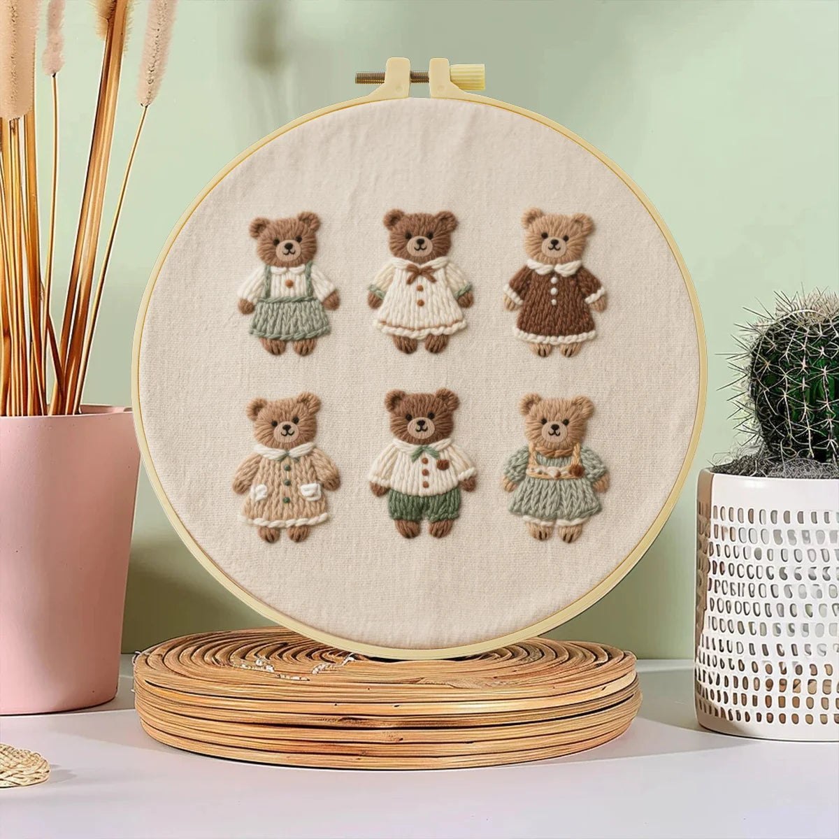 Embroidery DIY Starter Kit - Teddy Bear Bunch
