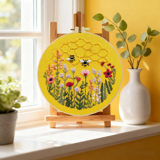 Embroidery DIY Starter Kit - Yellow Honey Bees