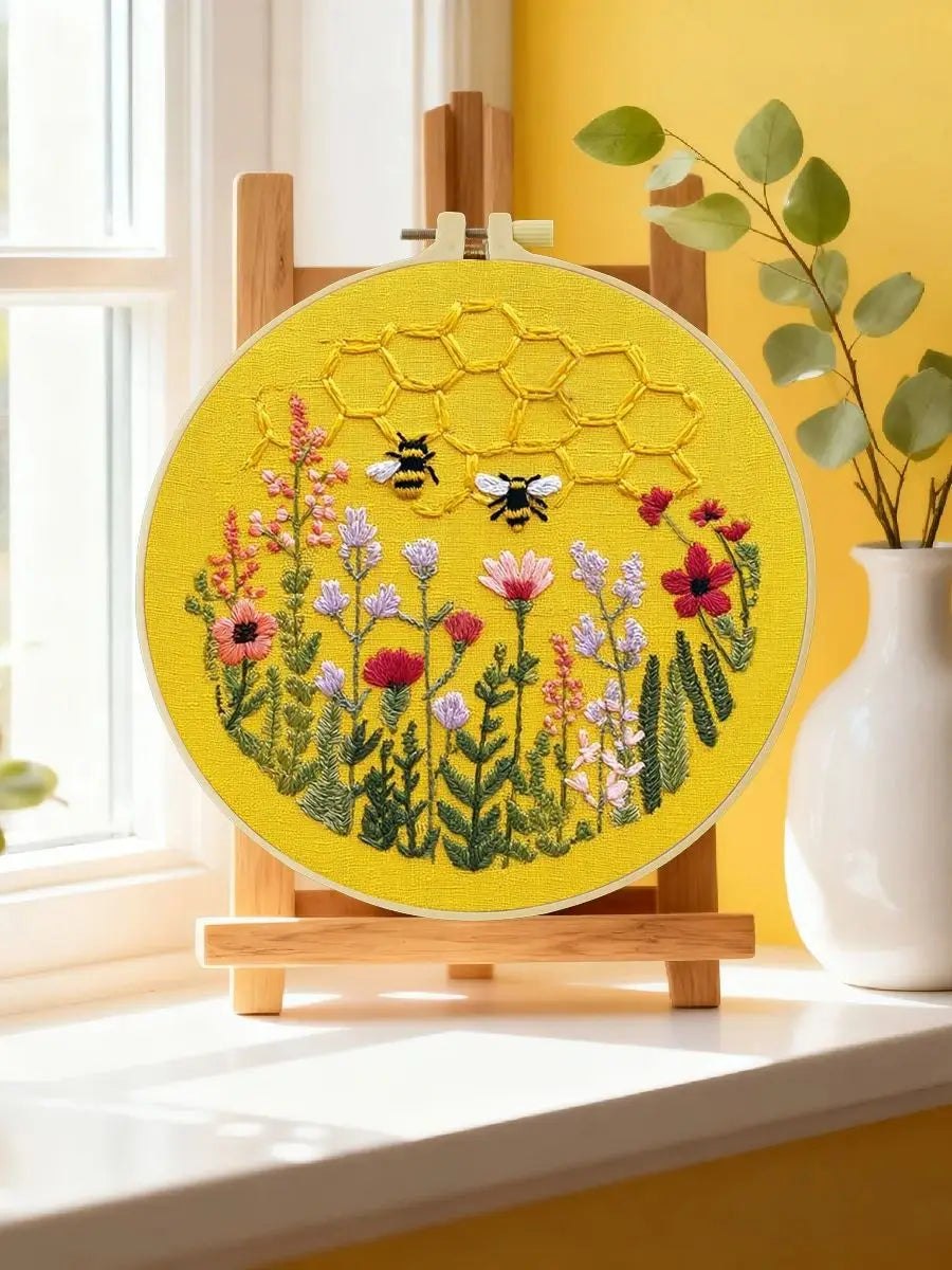 Embroidery DIY Starter Kit - Yellow Honey Bees