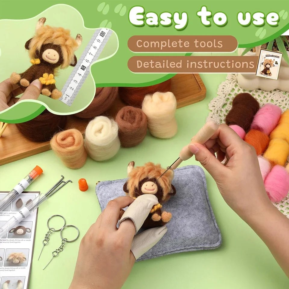 Highlander Hairy Cow Wool Felting Keyring Craft Kit