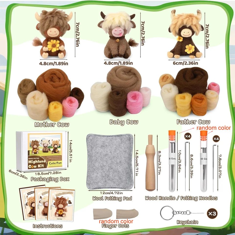 Highlander Hairy Cow Wool Felting Keyring Craft Kit