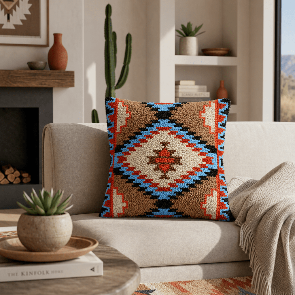 Latch Hook Pillow Making Kit - Amazing Aztec Design