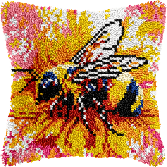 Latch Hook Pillow Making Kit - Bee Buzz Beauty - Crafting Fun