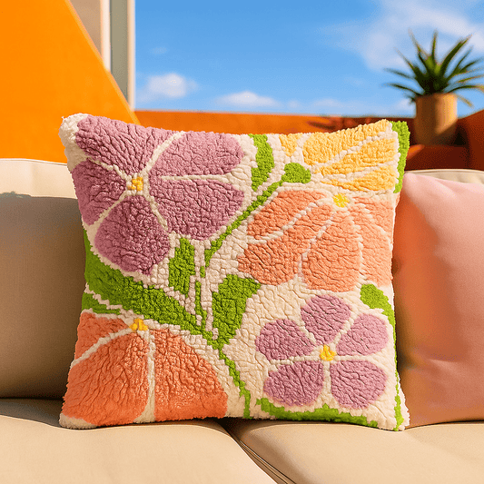 Latch Hook Pillow Making Kit - Boho Botanic Beauty - Crafting Adventure