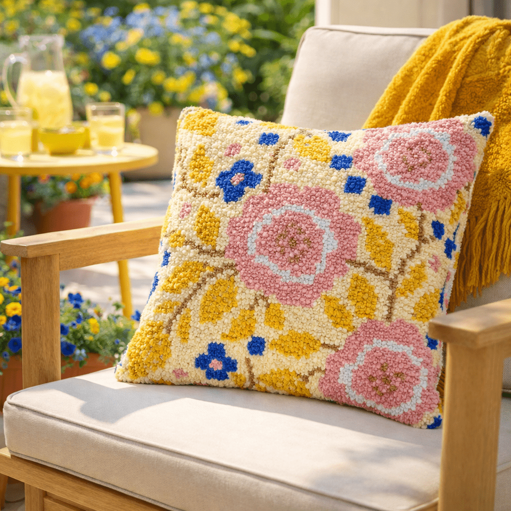 Latch Hook Pillow Making Kit - Boho Rosette - Creative Craft Project