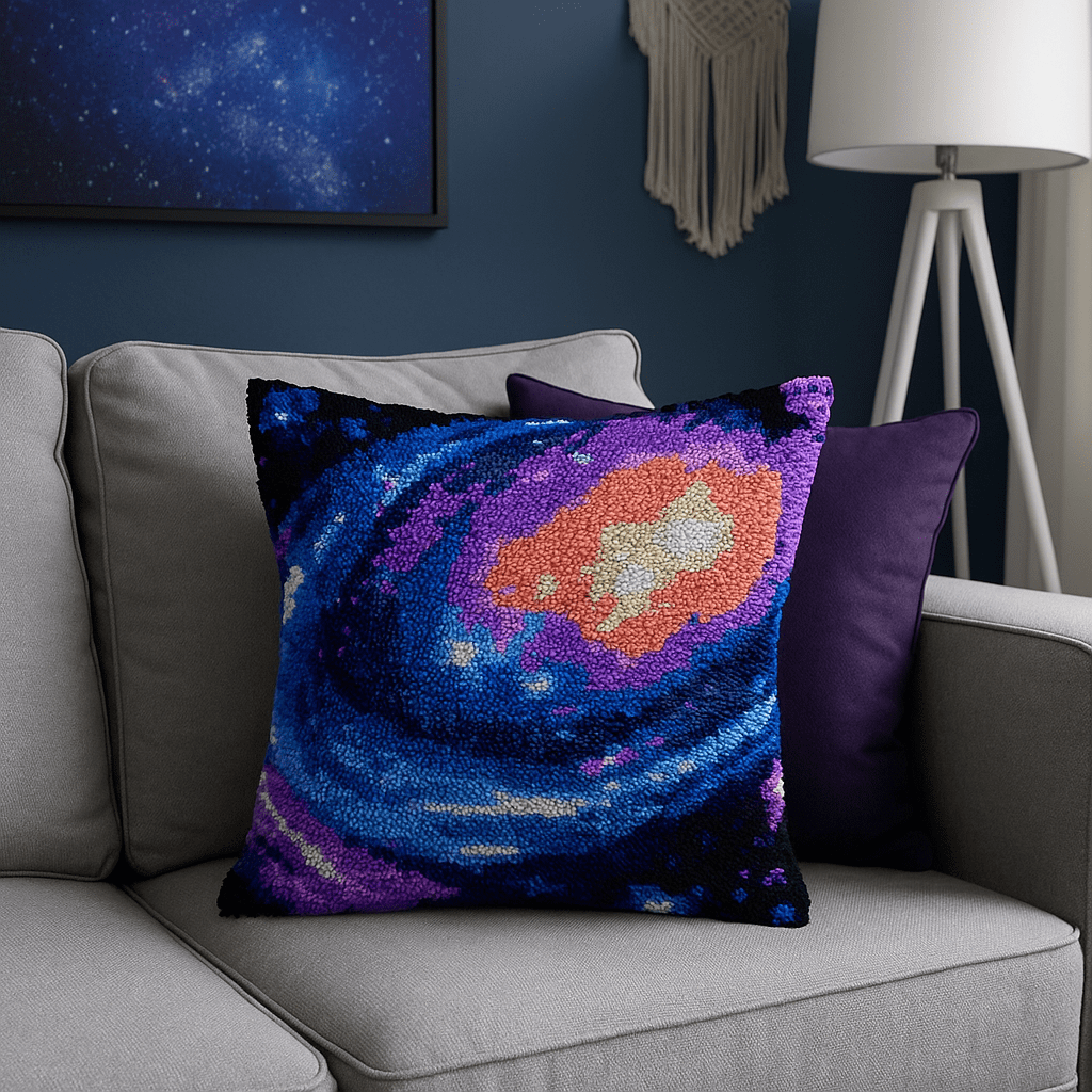 Latch Hook Pillow Making Kit - Cosmic Dream Swirl - Crafting Adventure
