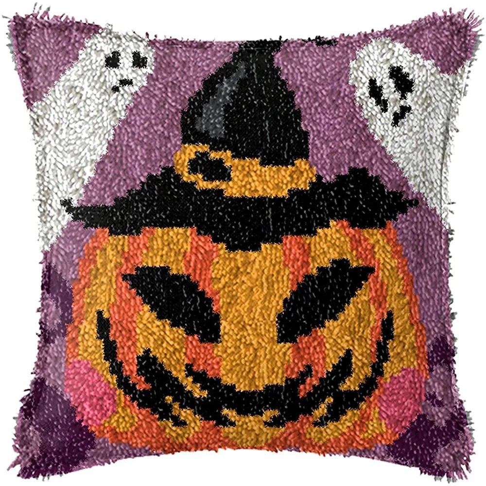 Latch Hook Pillow Making Kit Halloween Spooky Pumpkin Craft