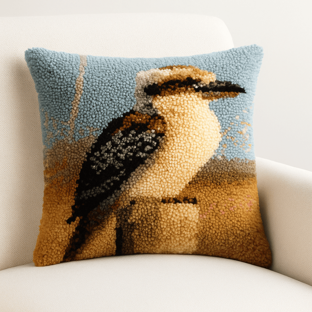 Latch Hook Pillow Making Kit - Kookaburra Kraze - Crafty Fun Kit