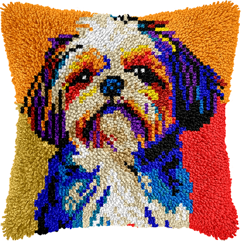 Latch Hook Pillow Making Kit - Retro Maltese Terrier Design