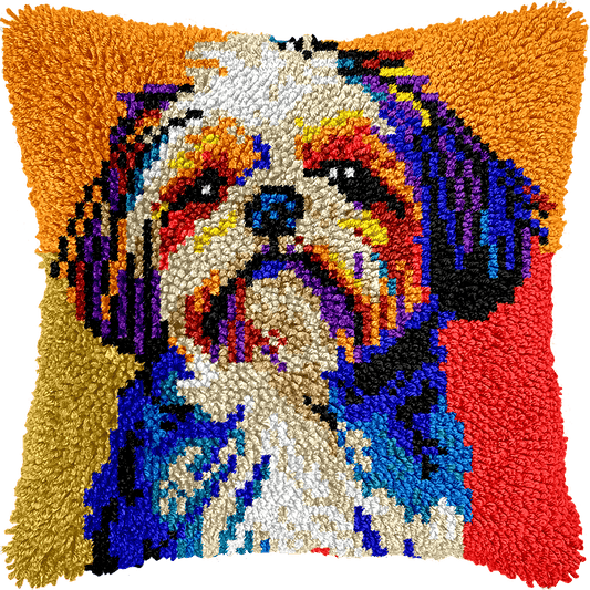 Latch Hook Pillow Making Kit - Retro Maltese Terrier Design