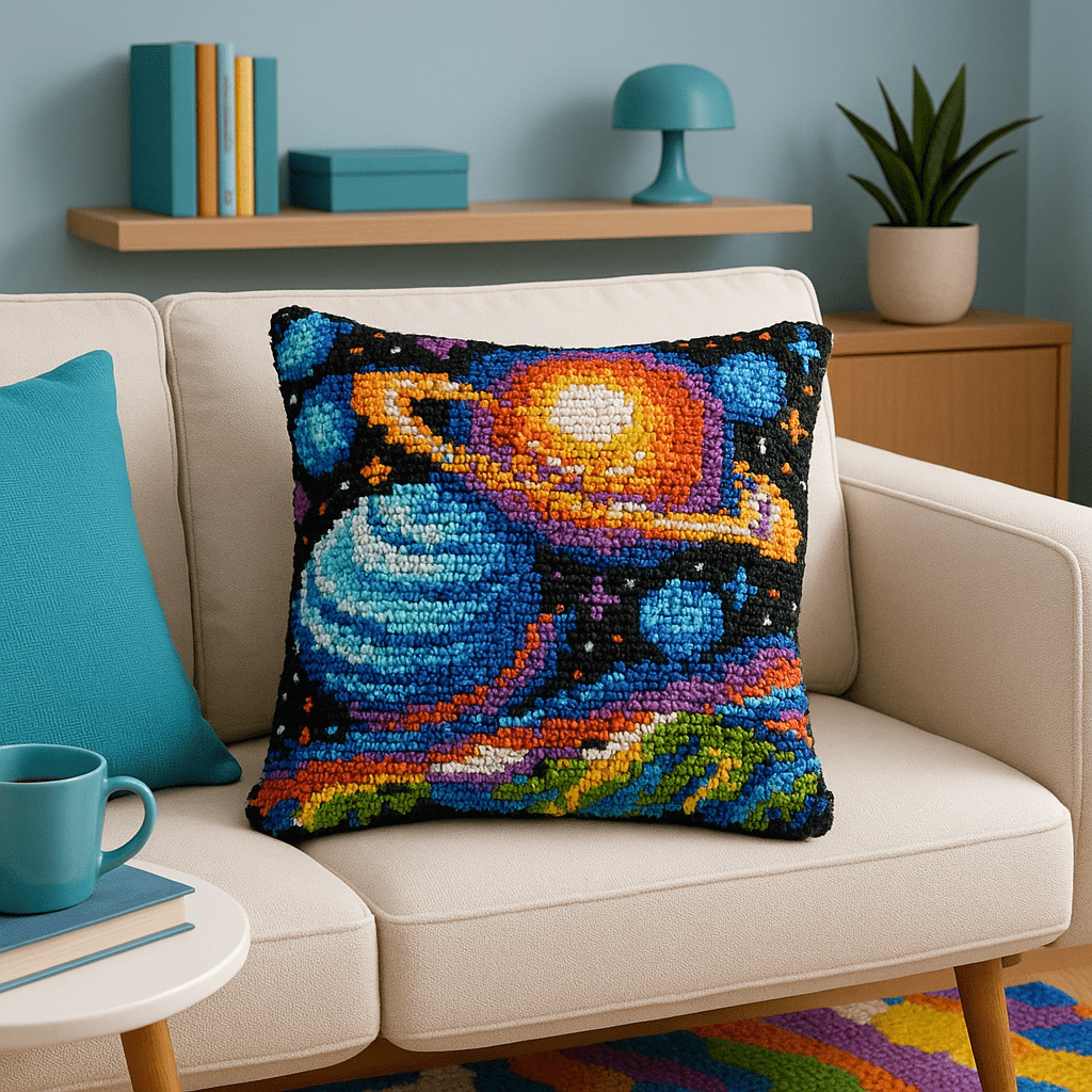 Latch Hook Pillow Making Kit - Space Spectacular Galaxy Design