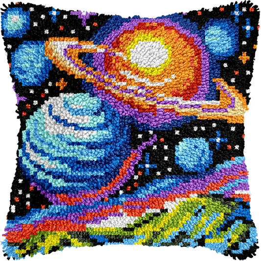Latch Hook Pillow Making Kit - Space Spectacular Galaxy Design