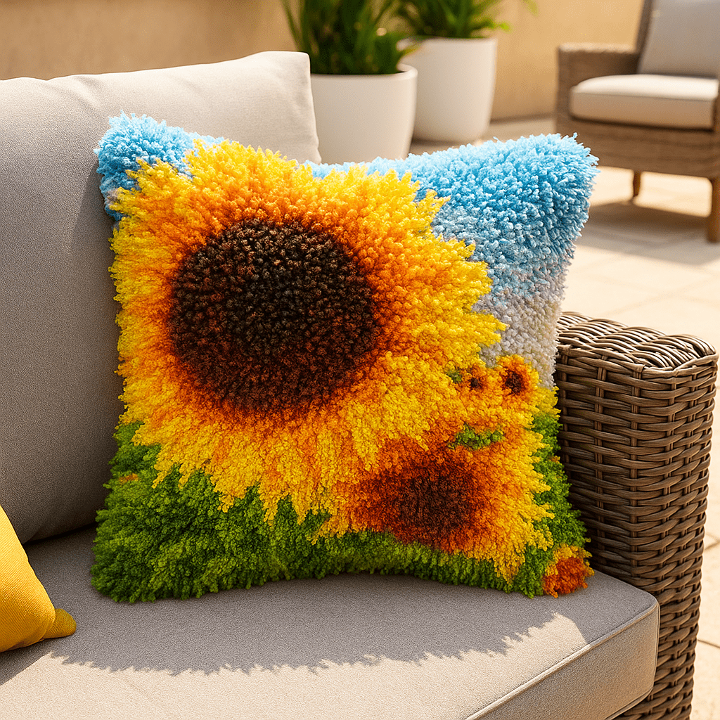 Latch Hook Pillow Making Kit - Sunflower Bliss - Crafty Project