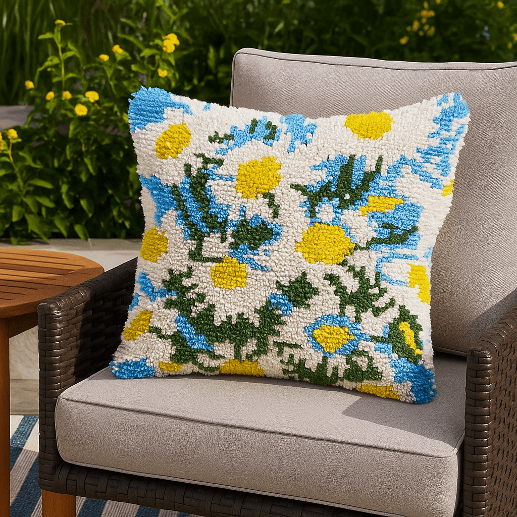 Latch Hook Pillow Making Kit - Sunshine Daisys - Creative Crafting Kit