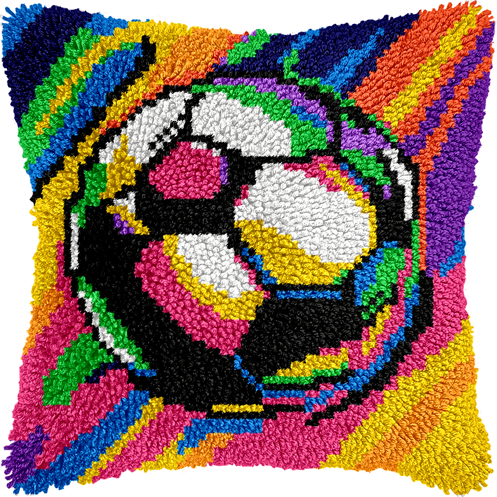 Latch Hook Pillow Making Kit - Super Soccer Design