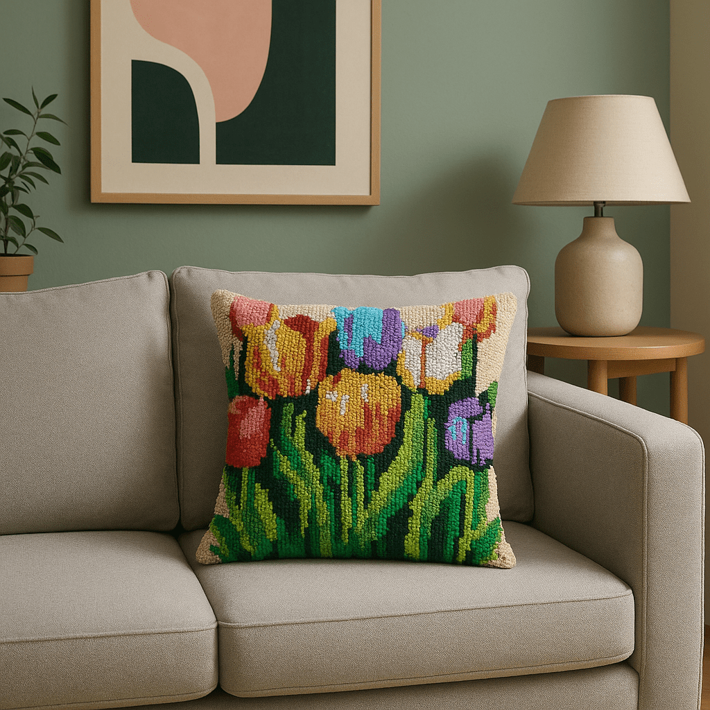 Latch Hook Pillow Making Kit - Tulip Dream Pillow Crafting Set