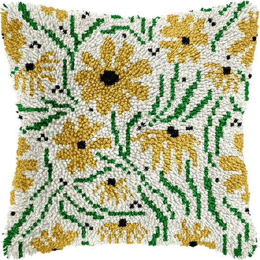 Latch Hook Pillow Making Kit - Yellow Daisy Chains - DIY Craft Project