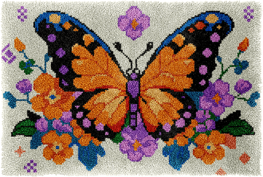 Latch Hook Rug Making Kit - Butterfly Blossom - 102x69cm