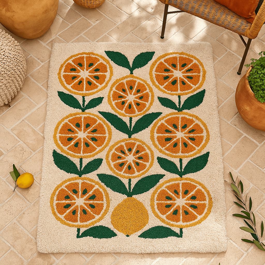 Latch Hook Rug Making Kit - Citrus Orange Slice 110x70cm