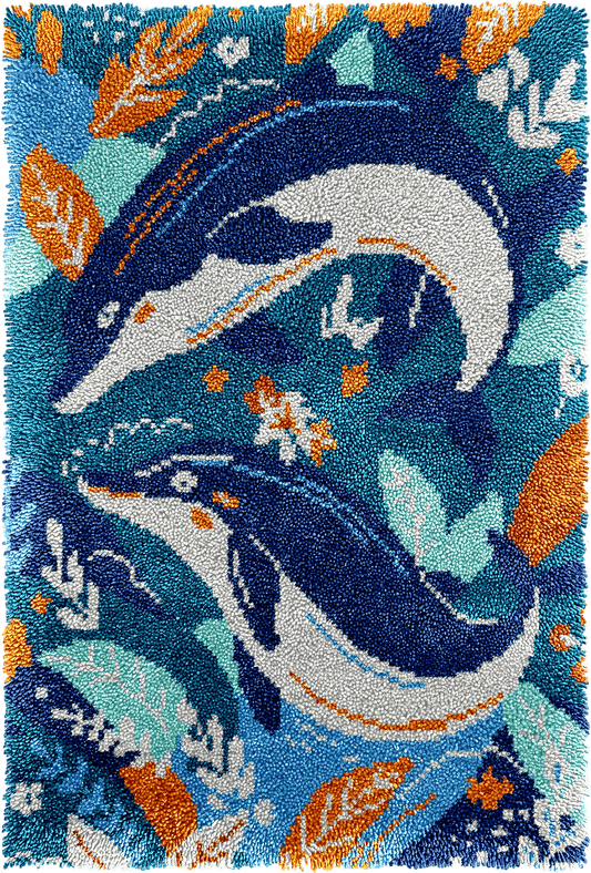 Latch Hook Rug Making Kit - Delightful Dolphins - 102x69cm